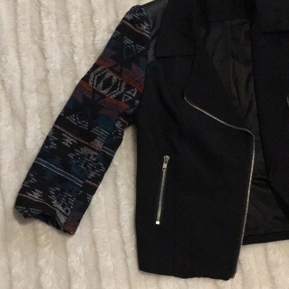 Zip up blazer jacket Aztec print sleeve coat - Picture 3 of 6